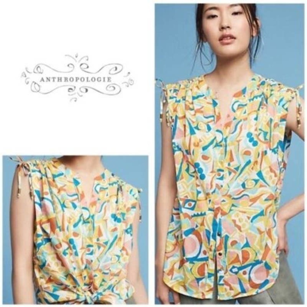 Anthropologie x Danielle Kroll art print sleeveless blouse